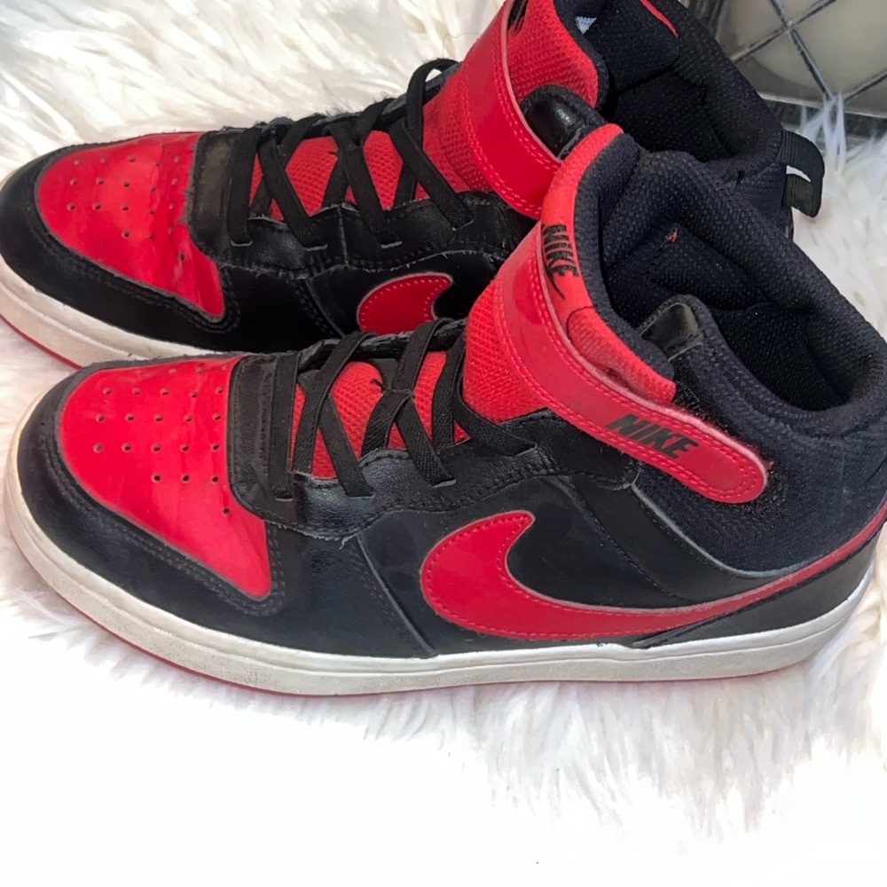 Kids Nike Black and Red High-Top Sneakers
